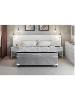 Cama box conjugada casal herval nature bambu com pillow inn e molas bonnel 56x138x188cm - preta e cinza