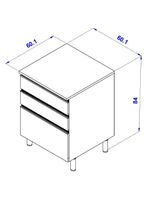 Balcão bartira cristal mdp 15mm com 3 gavetas - 60cm de largura