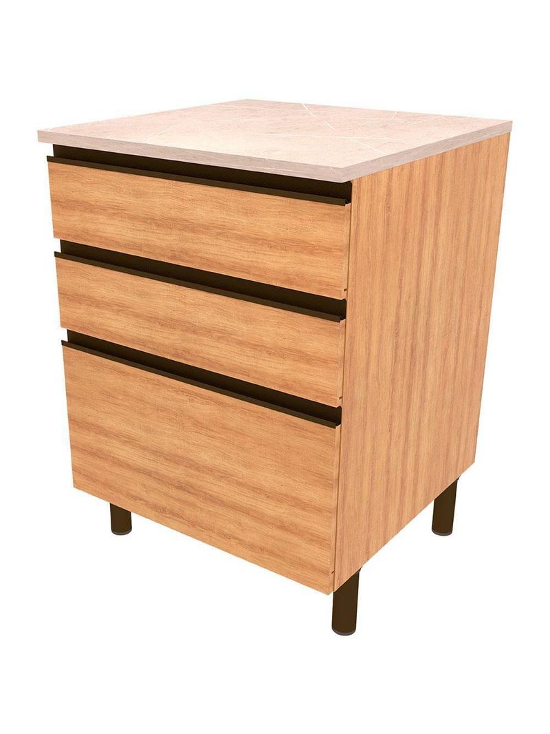 Balcão bartira cristal mdp 15mm com 3 gavetas - 60cm de largura