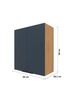 Armário aéreo bartira cristal com 2 portas, 2 prateleiras e 80cm de largura - lâmina mel/azul royal