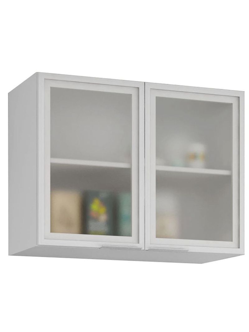 Armário aéreo bartira rubi com 2 portas de vidro e 1 prateleira - 80,1cm de largura