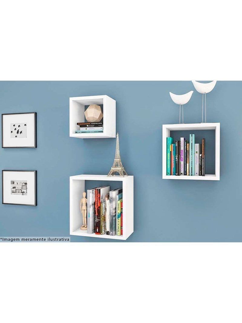 Cubos Decorativo Quarto Bebê Nicho Triplo AM 3078 Rustico - Movelbento