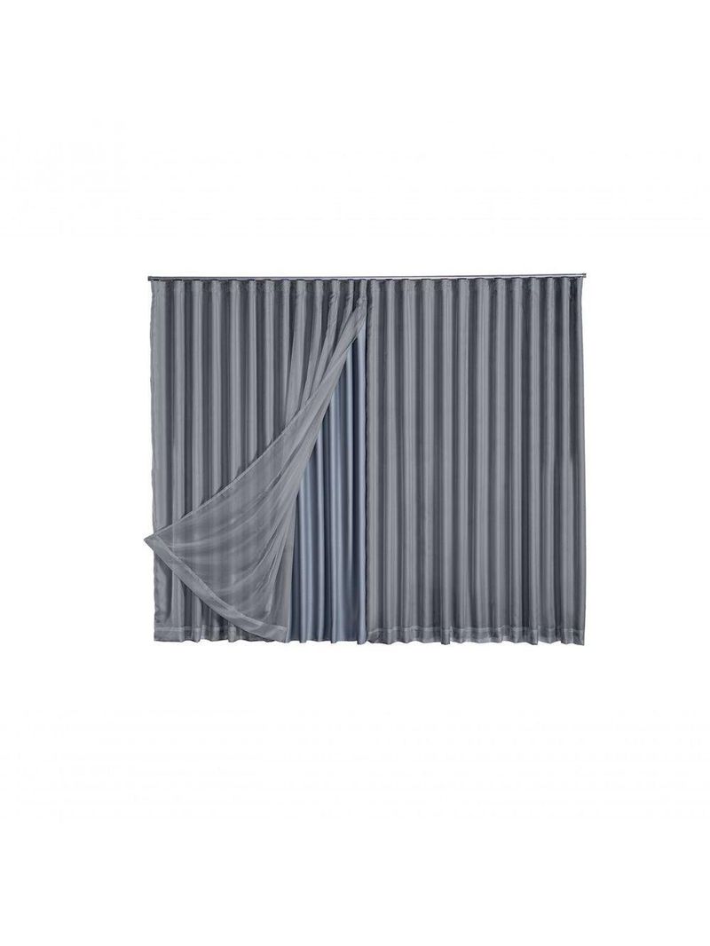 Cortina Microfibra Com Voil 6,00x2,80 Para Trilho Suíço cinza