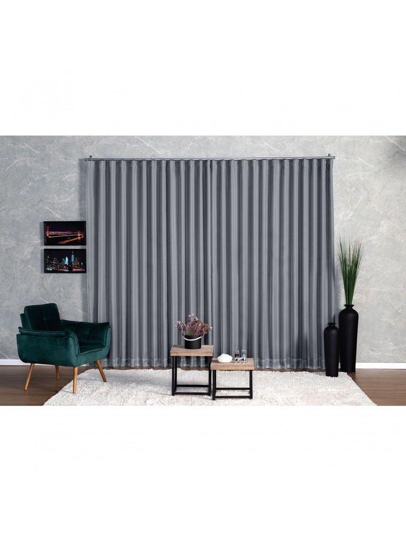 Cortina Microfibra Com Voil 6,00x2,80 Para Trilho Suíço cinza