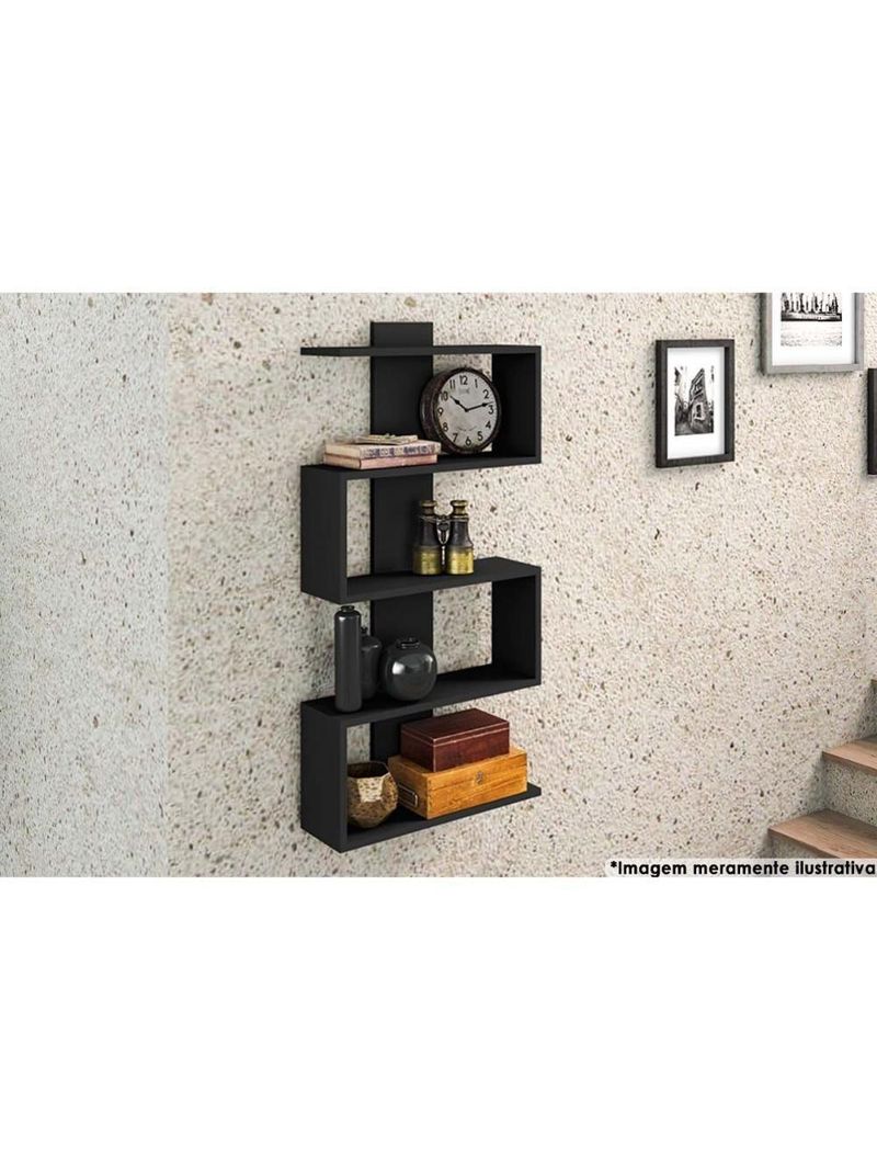 Prateleira Decorativa Quarto Bebê AM 3087 Preto - Movelbento