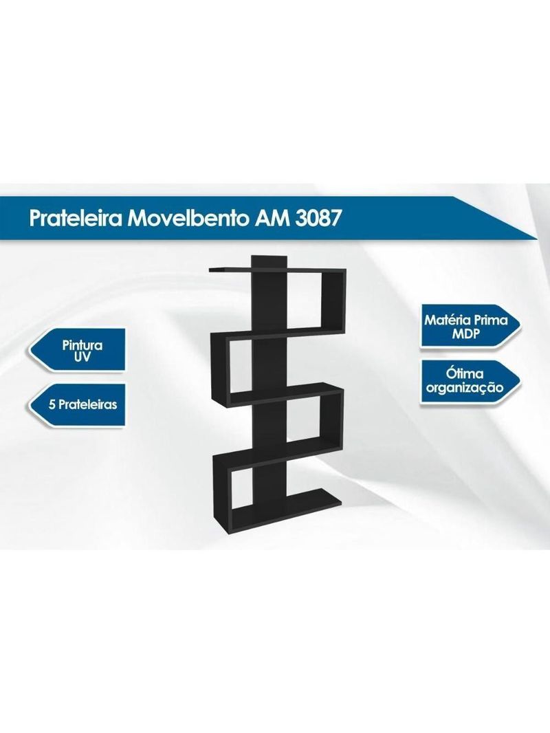 Prateleira Decorativa Quarto Bebê AM 3087 Preto - Movelbento