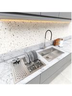 Calha Quadrada Canal Úmida Equipado Escorredor Louça Inox