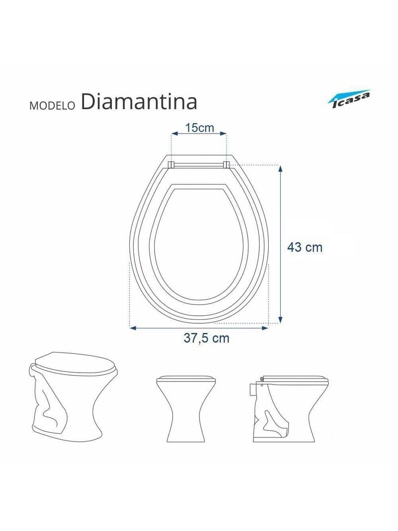 Tampa De Vaso Sanitário Com Amortecedor Diamantina Branco Para Bacia Icasa