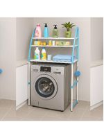 Rack Portatil Organizador 3 Prateleiras Lavanderia Banheiro Utilidades Maquina Lavar Casa Azul