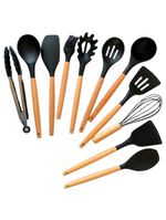 Kit Utensílios Cozinha Silicone Colher Copo Suporte 12 Peças