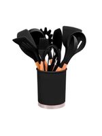 Kit Utensílios Cozinha Silicone Colher Copo Suporte 12 Peças