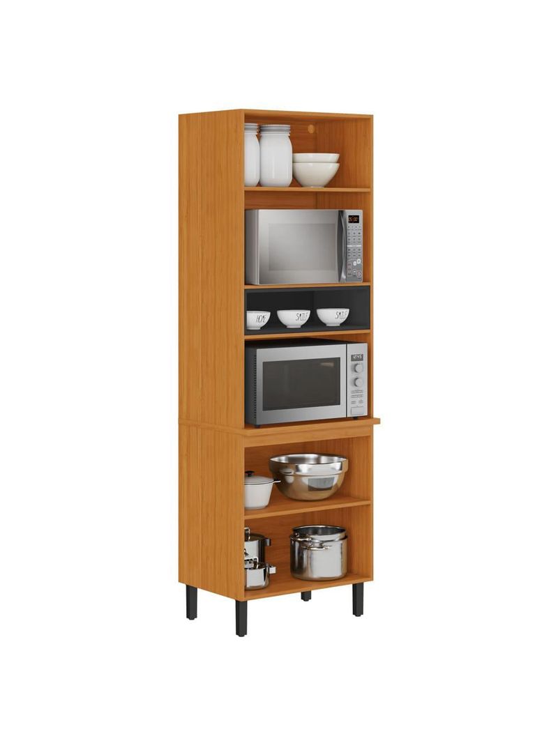 Paneleiro itatiaia ideale com 3 portas, 5 prateleiras e nicho para micro-ondas - 70cm largura