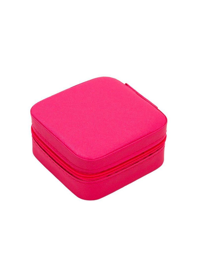Porta Joias Portatil Viagem Estojo Maleta Caixinha Com Ziper Rosa Pink