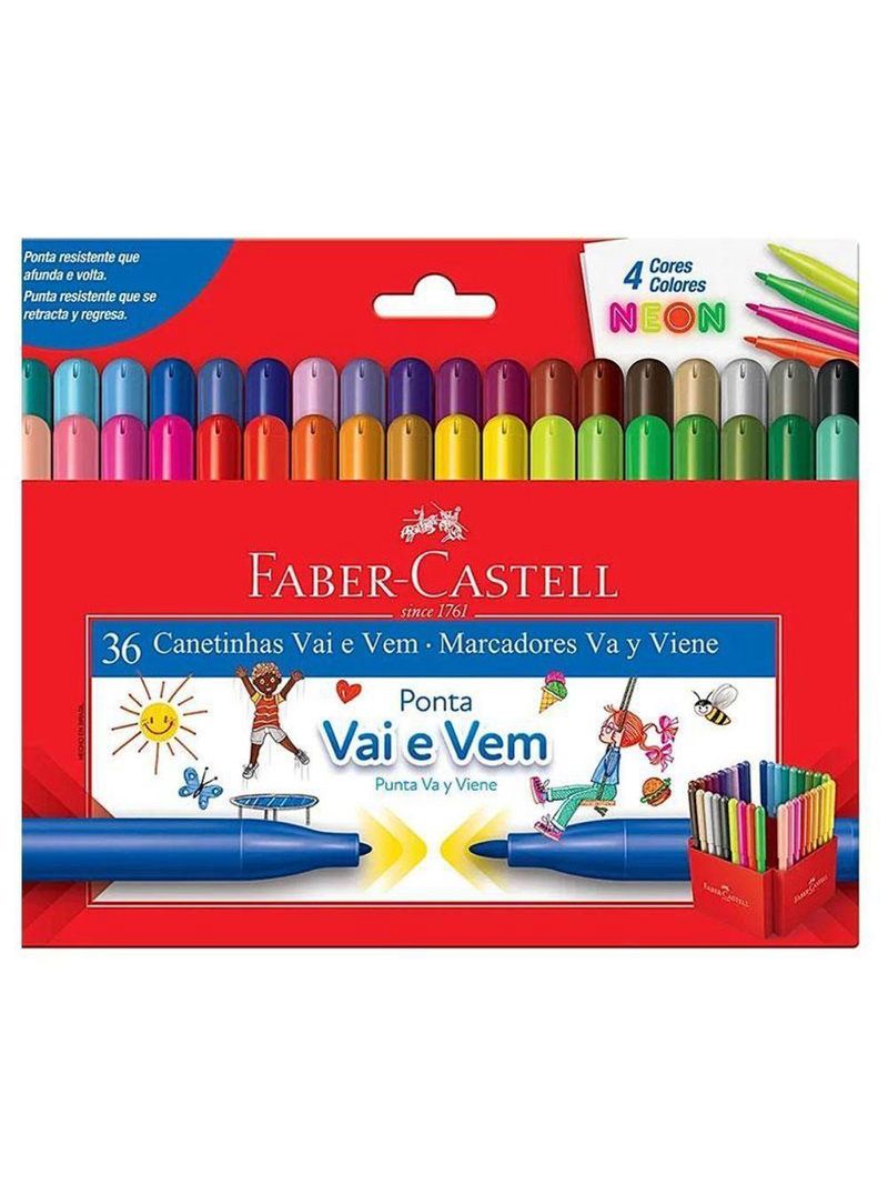 Canetinha Hidrográfica Ponta Vai E Vem 150136vvzf 36 Cores - Faber Castell