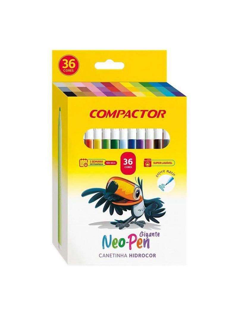 Canetinha Hidrográfica Neo Pen Gigante 165071 36 Cores - Compactor