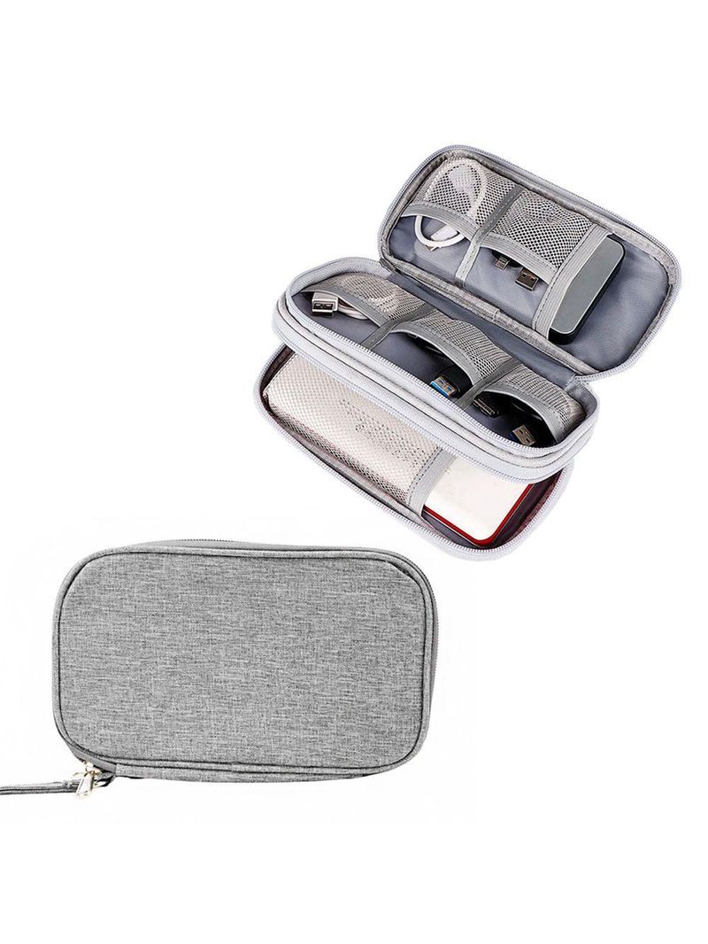 Bolsa Organizadora Cabos Fios Eletrônicos Estojo Case Bag Cinza