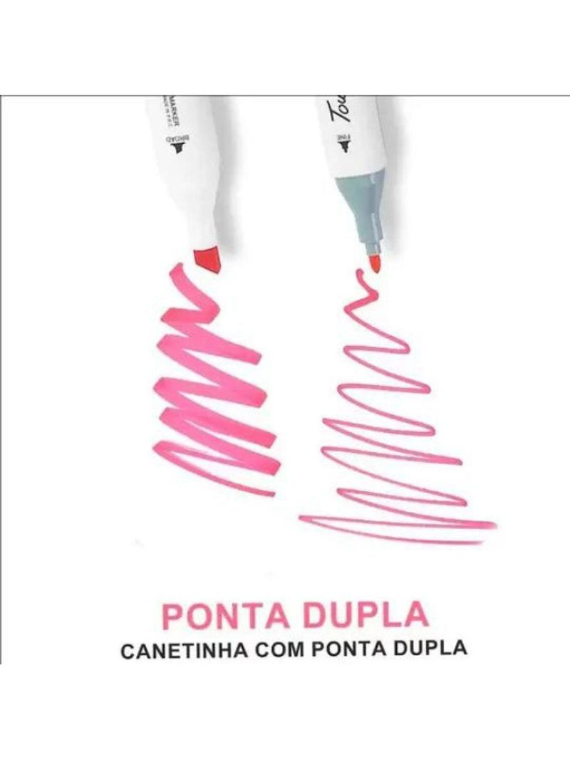 Conjunto De Canetinhas Marcador Permanente Ponta Dupla 48 Cores