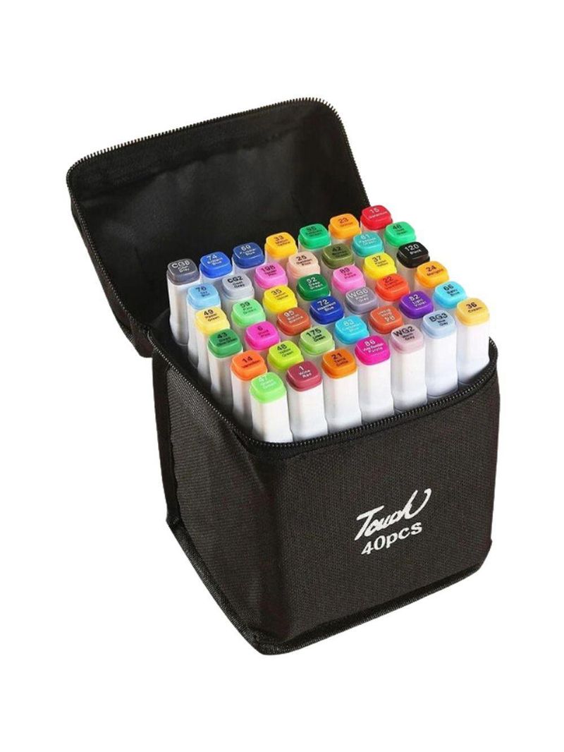 Conjunto De Canetinhas Marcador Permanente Ponta Dupla 48 Cores