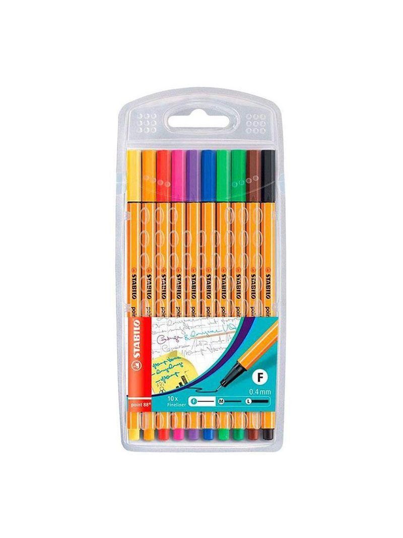 Kit Caneta Fineliner 04mm Point 88 10 Cores - Stabilo