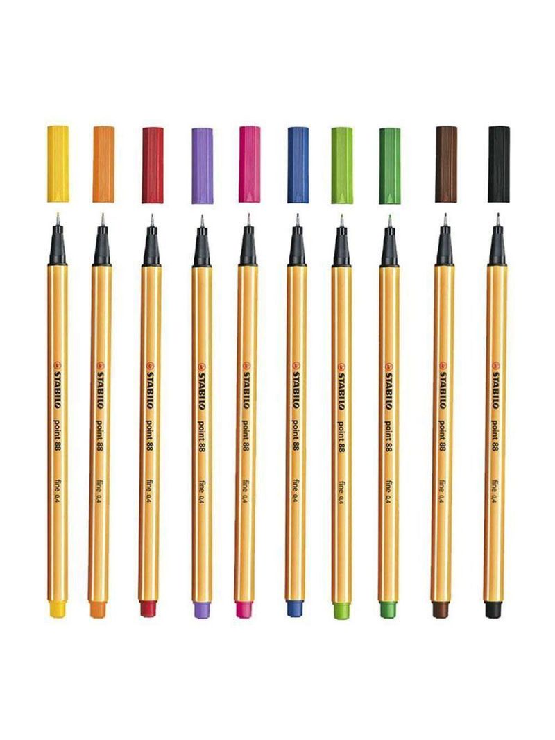 Kit Caneta Fineliner 04mm Point 88 10 Cores - Stabilo