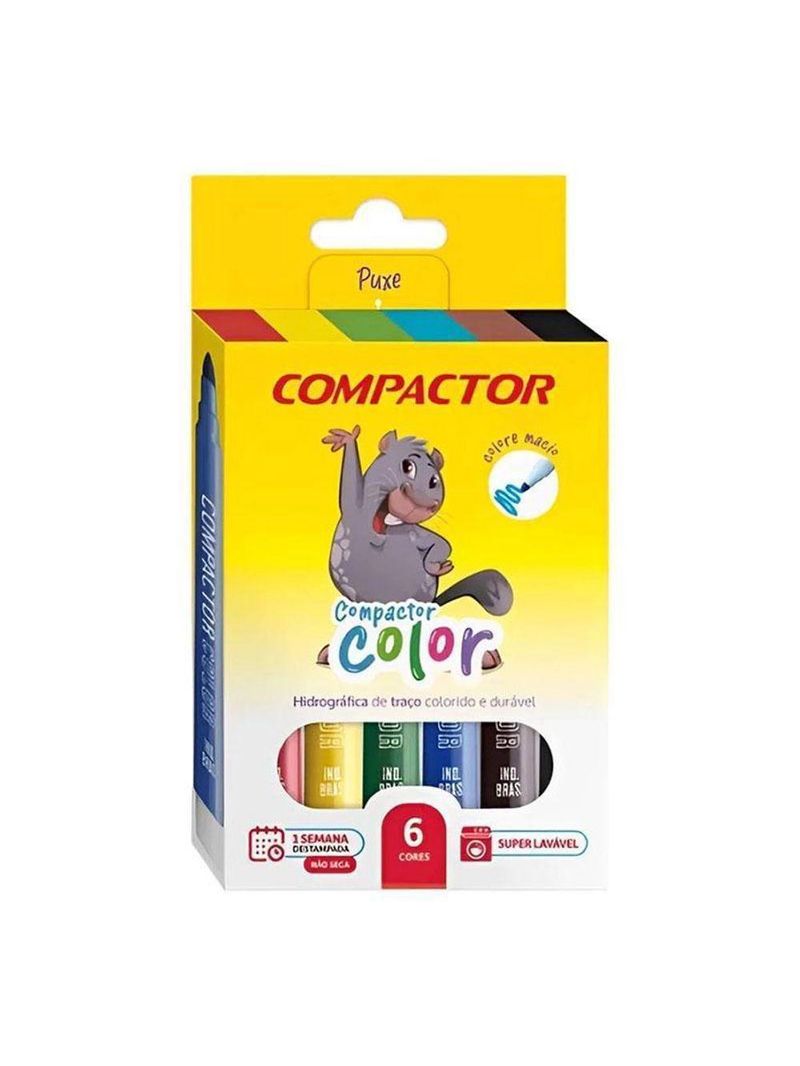 Canetinha Hidrográfica Color 1582416 6 Cores - Compactor