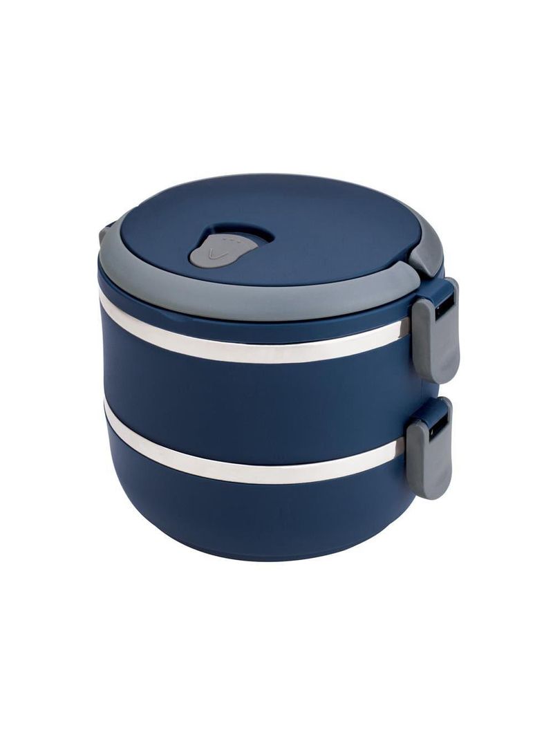 Marmita euro home lunch box em plástico e aço inox - azul