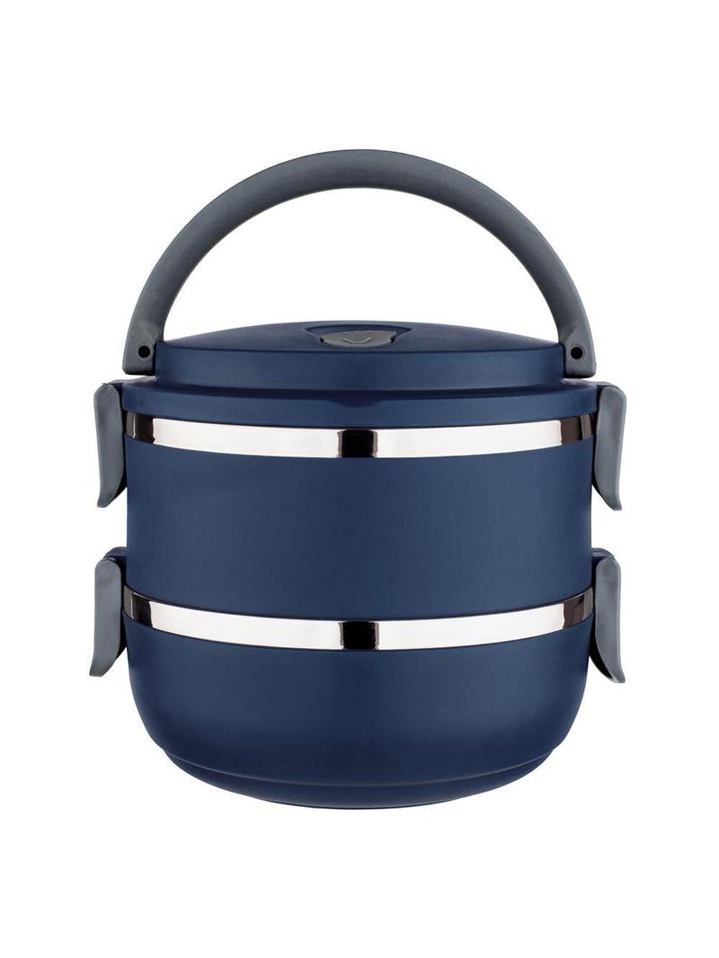 Marmita euro home lunch box em plástico e aço inox - azul