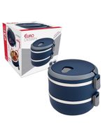 Marmita euro home lunch box em plástico e aço inox - azul