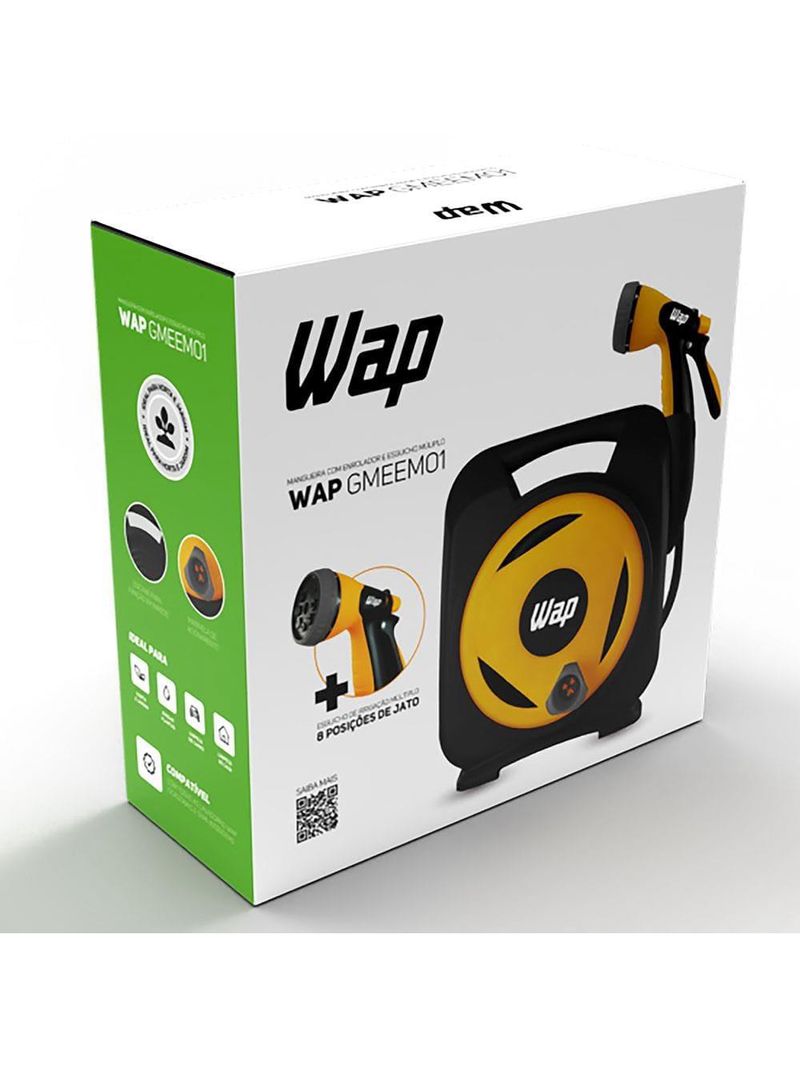 Mangueira para jardim wap gmeem01 com enrolador e esguicho múltiplo