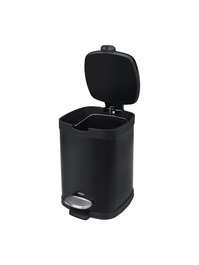 Lixeira brinox com pedal e balde frame 6 l - preta