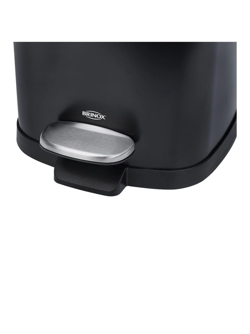 Lixeira brinox com pedal e balde frame 6 l - preta