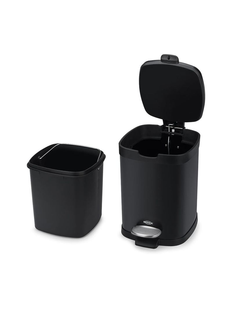 Lixeira brinox com pedal e balde frame 6 l - preta