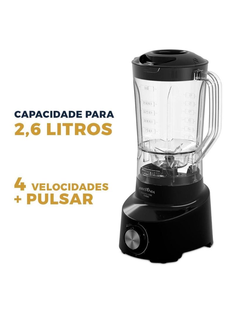 Liquidificador britânia diamante 4 velocidades 600w preto