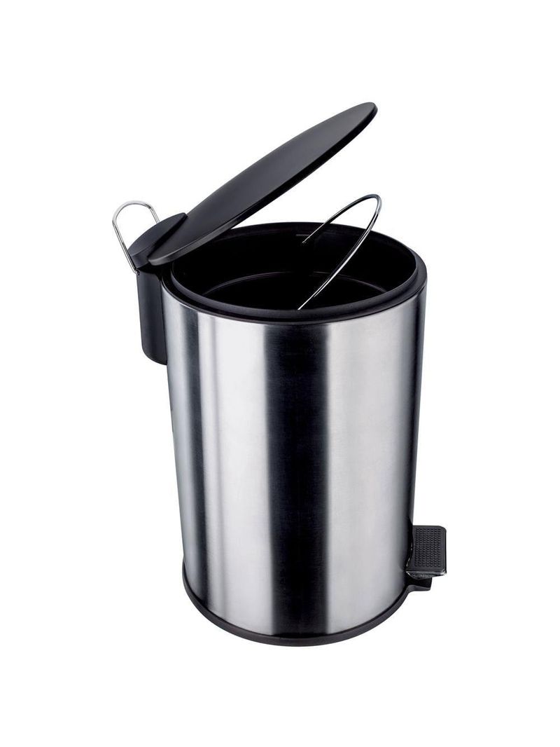Lixeira euro home com pedal lix2256-pt em inox e pp – 12 l