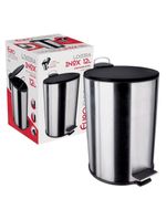 Lixeira euro home com pedal lix2256-pt em inox e pp – 12 l