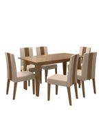 Mesa de jantar retangular poliman goya com 6 cadeiras revestidas em suede