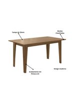 Mesa de jantar retangular poliman goya com 6 cadeiras revestidas em suede