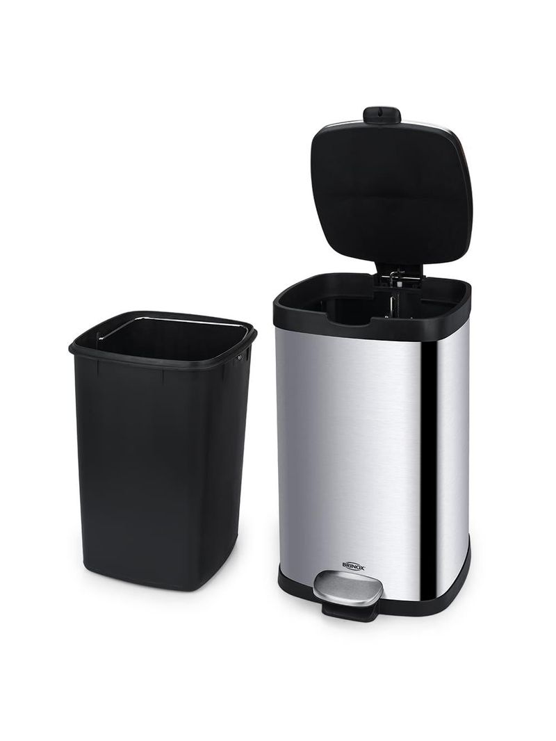 Lixeira brinox com pedal e balde frame inox - 12 l
