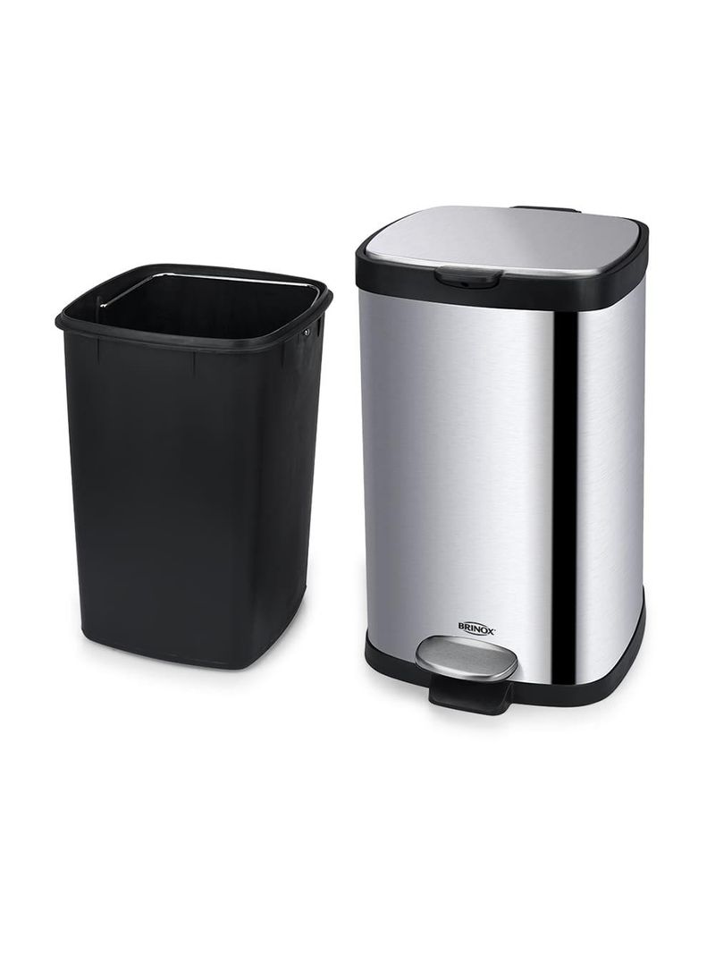 Lixeira brinox com pedal e balde frame inox - 12 l