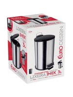 Lixeira euro home com pedal lix2317-pt em inox e pp – 3 l