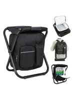 Banqueta Mochila Dobravel Vira Cadeira Bolsa Termica Portatil Multiuso Camping Pesqueiro Pesca 2 E 1 Preto
