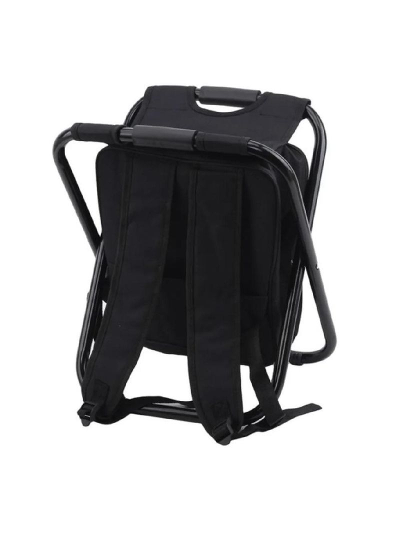 Banqueta Mochila Dobravel Vira Cadeira Bolsa Termica Portatil Multiuso Camping Pesqueiro Pesca 2 E 1 Preto