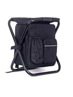 Banqueta Mochila Dobravel Vira Cadeira Bolsa Termica Portatil Multiuso Camping Pesqueiro Pesca 2 E 1 Preto