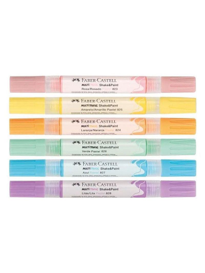 Kit Marcador Criativo Multimark Multisuperfície Mmes6psp 6 Cores Pastel - Faber Castell