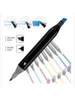 Kit Conjunto Marcadores Com Estojo Ponta Dupla 24 Peças