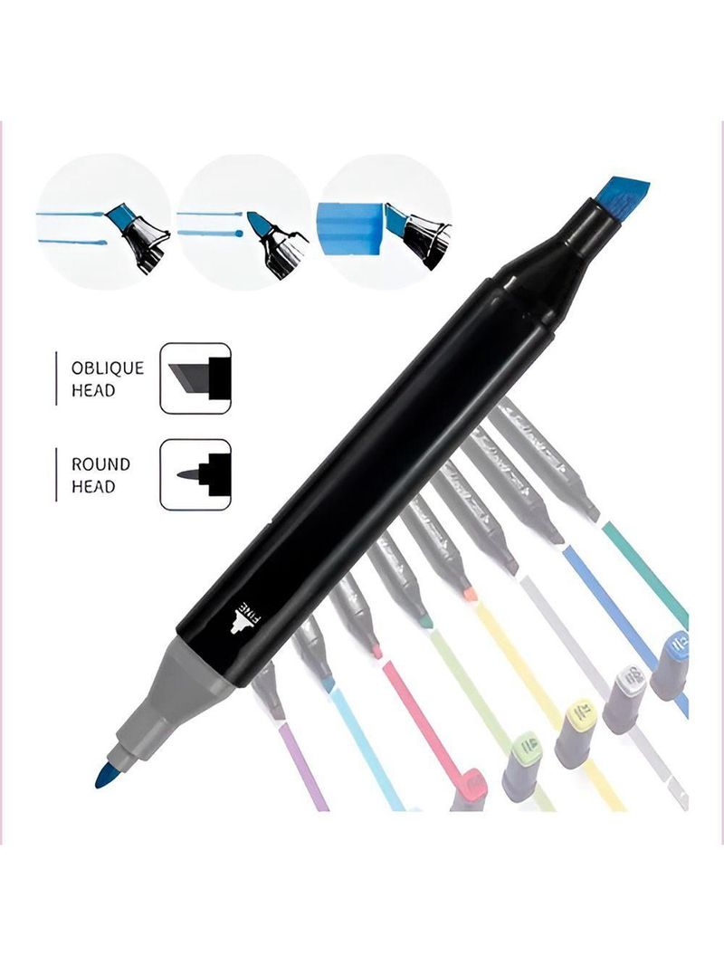 Kit Conjunto Marcadores Com Estojo Ponta Dupla 24 Peças