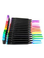 Kit Conjunto Marcadores Com Estojo Ponta Dupla 24 Peças