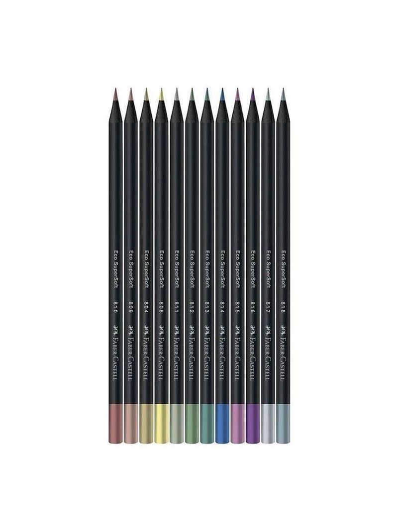 Lápis De Cor Ecolápis Supersoft 120712softmet 12 Cores Metálicas - Faber Castell