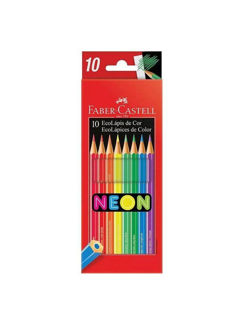 Lápis De Cor Ecolápis 120410n 10 Cores Neon - Faber Castell