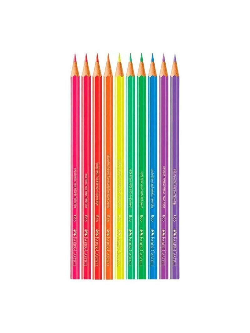 Lápis De Cor Ecolápis 120410n 10 Cores Neon - Faber Castell